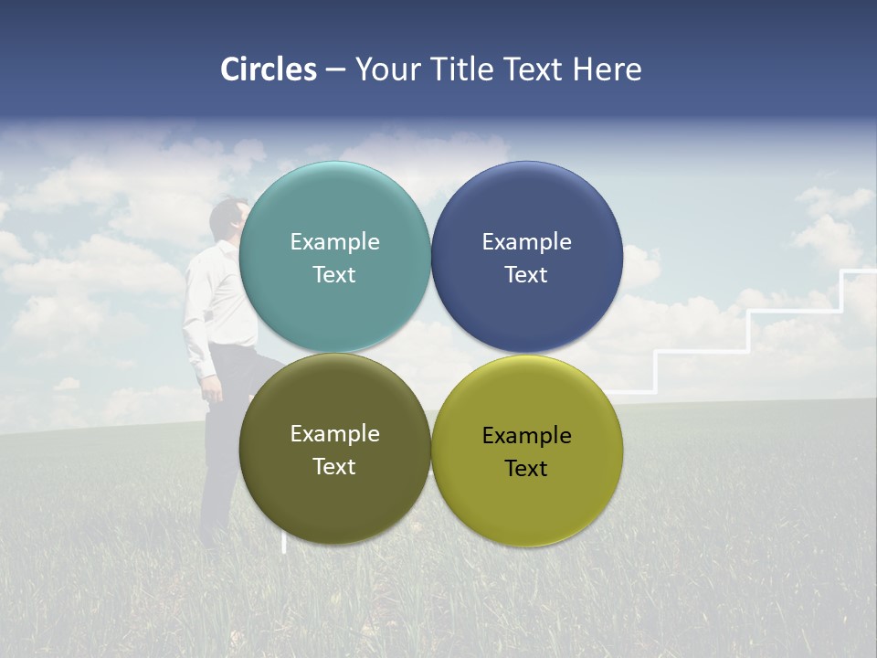 A Man Sitting On A Stair Going Up To The Sky PowerPoint Template