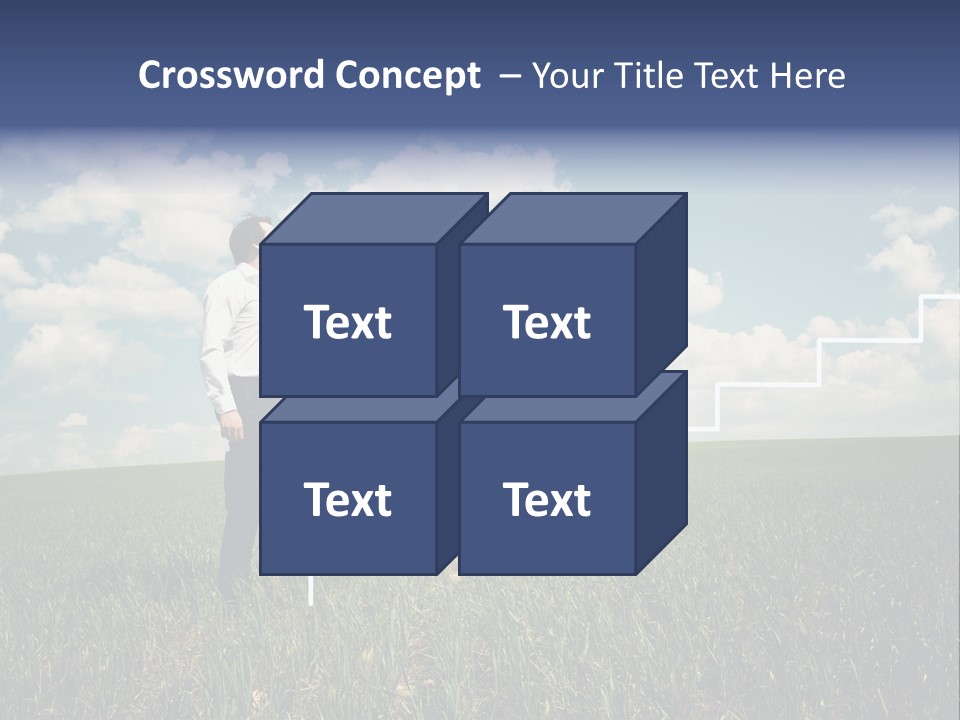 A Man Sitting On A Stair Going Up To The Sky PowerPoint Template