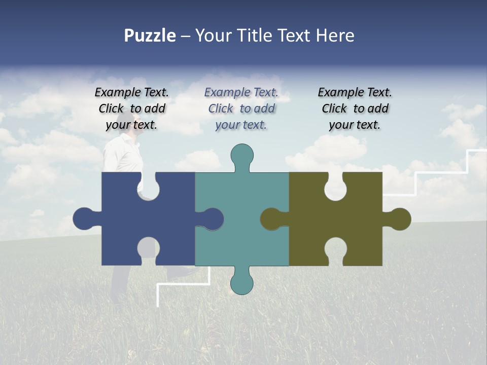 A Man Sitting On A Stair Going Up To The Sky PowerPoint Template