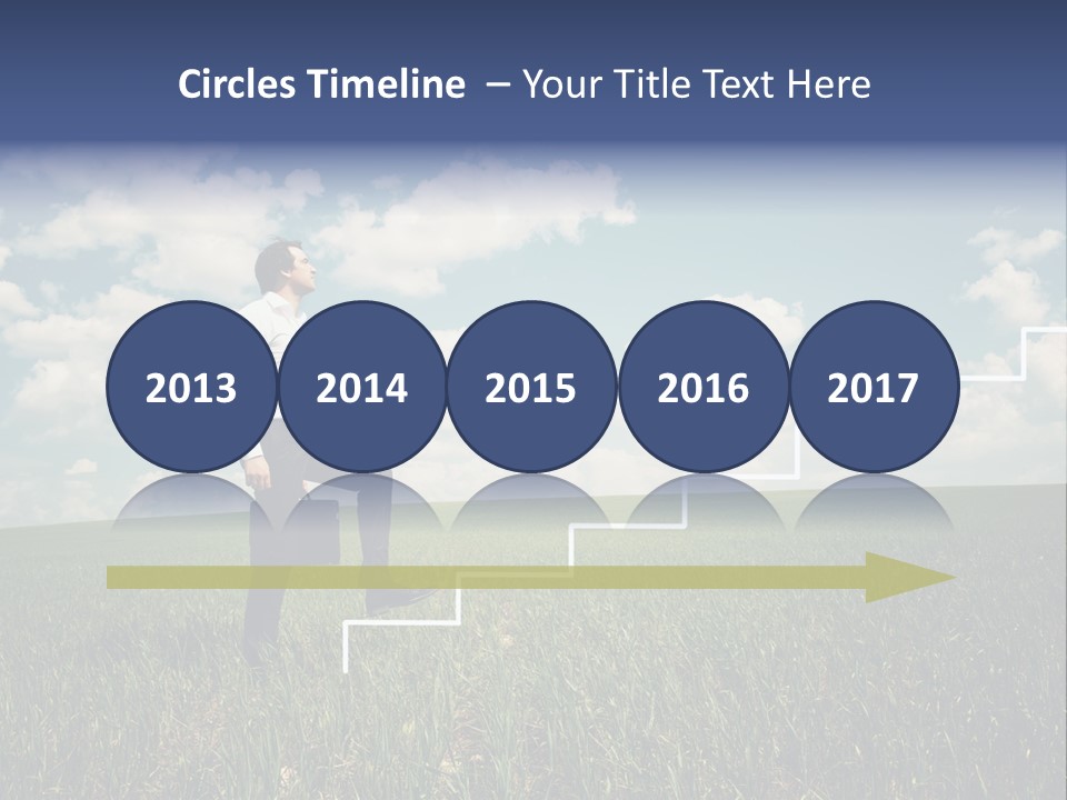 A Man Sitting On A Stair Going Up To The Sky PowerPoint Template