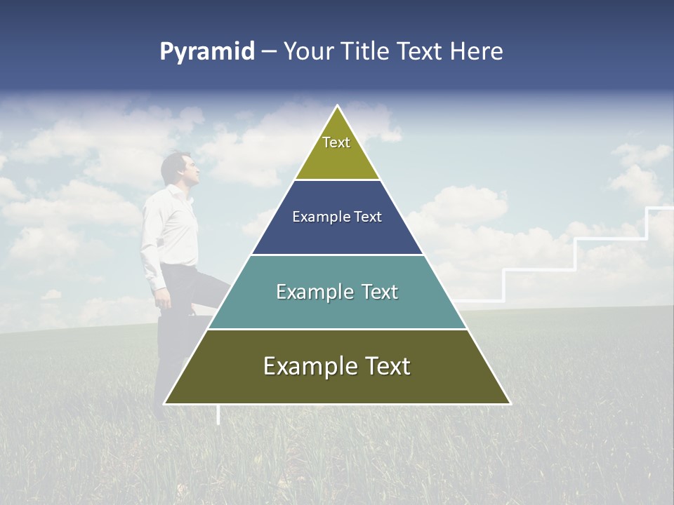 A Man Sitting On A Stair Going Up To The Sky PowerPoint Template
