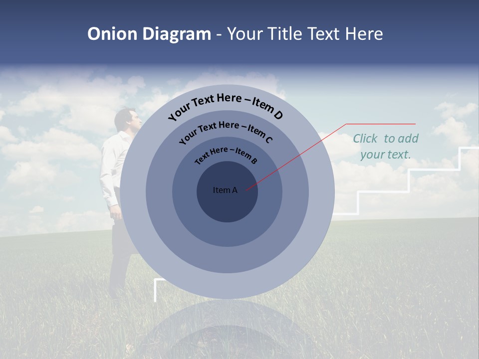 A Man Sitting On A Stair Going Up To The Sky PowerPoint Template