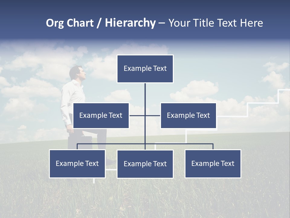 A Man Sitting On A Stair Going Up To The Sky PowerPoint Template