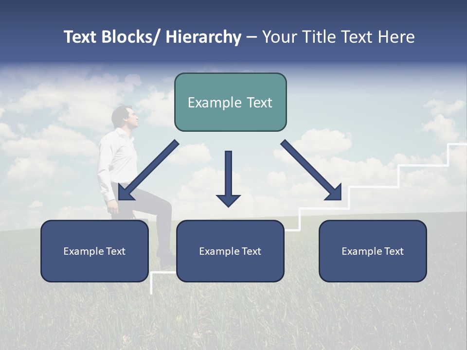 A Man Sitting On A Stair Going Up To The Sky PowerPoint Template