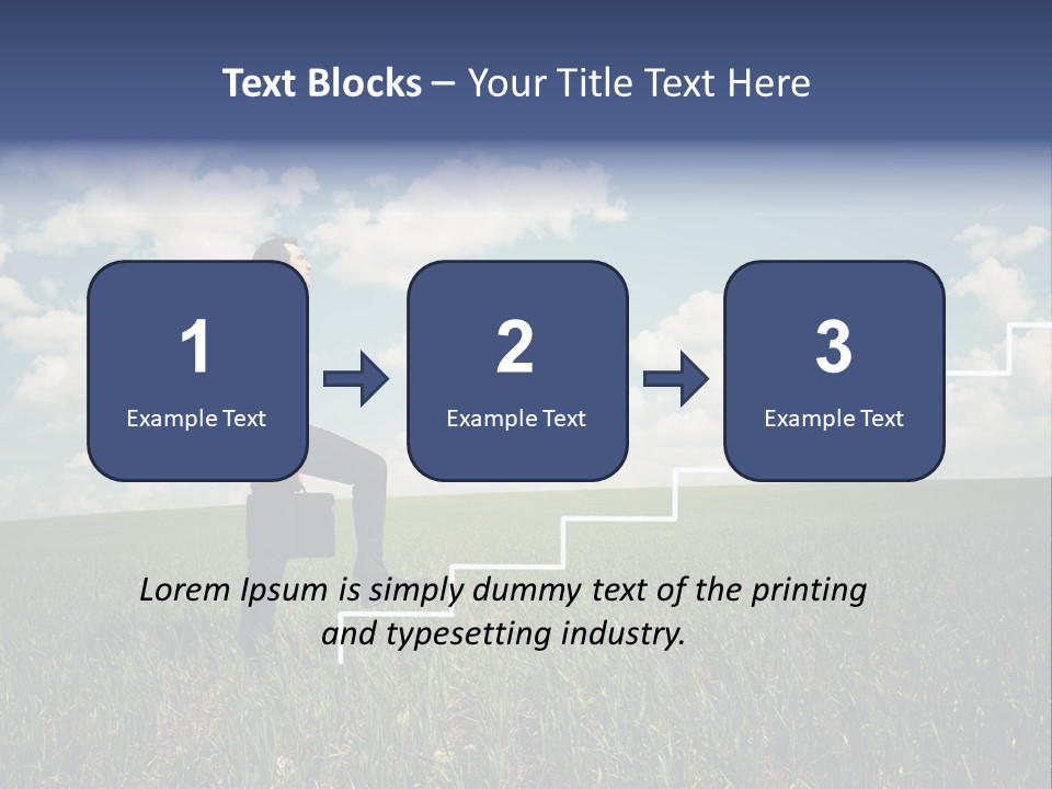 A Man Sitting On A Stair Going Up To The Sky PowerPoint Template