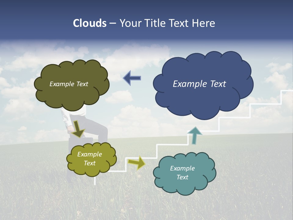 A Man Sitting On A Stair Going Up To The Sky PowerPoint Template