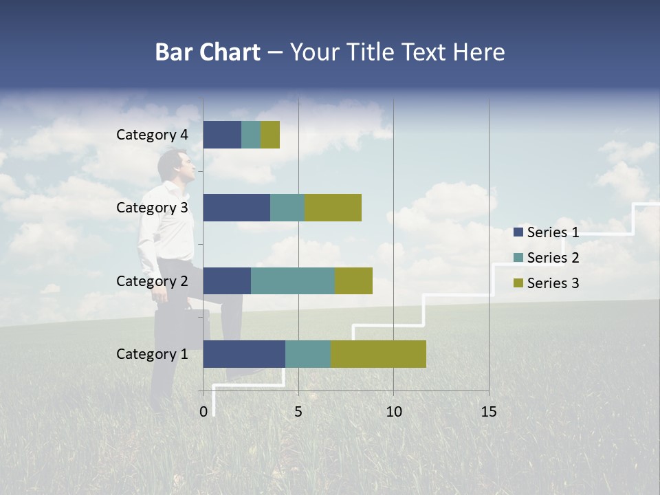 A Man Sitting On A Stair Going Up To The Sky PowerPoint Template