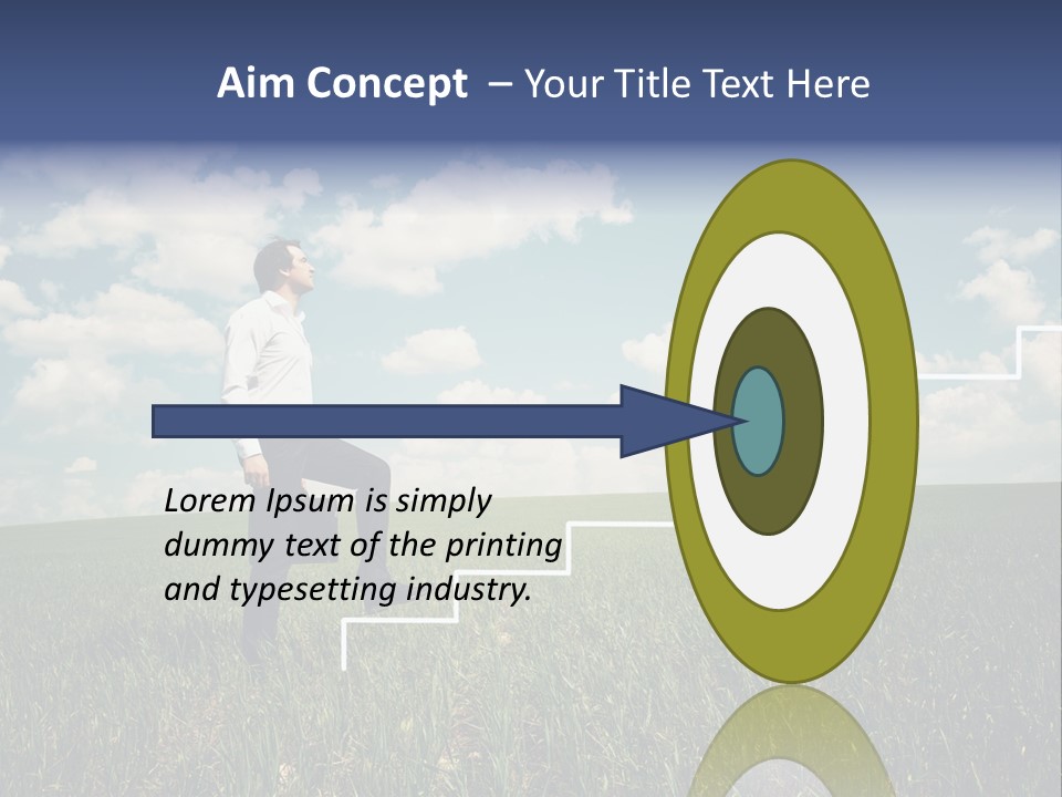 A Man Sitting On A Stair Going Up To The Sky PowerPoint Template