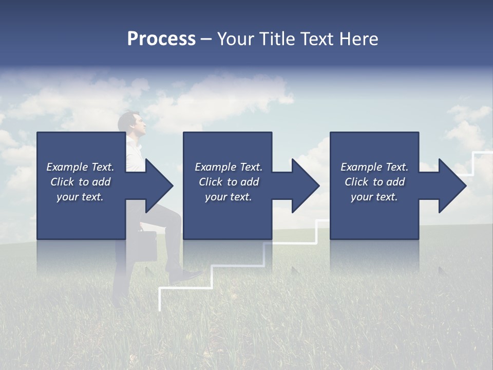 A Man Sitting On A Stair Going Up To The Sky PowerPoint Template