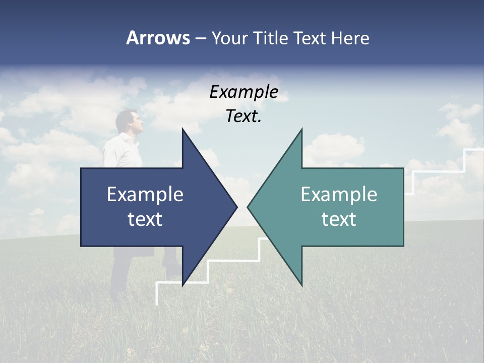 A Man Sitting On A Stair Going Up To The Sky PowerPoint Template