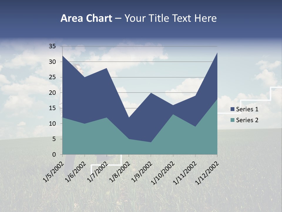 A Man Sitting On A Stair Going Up To The Sky PowerPoint Template