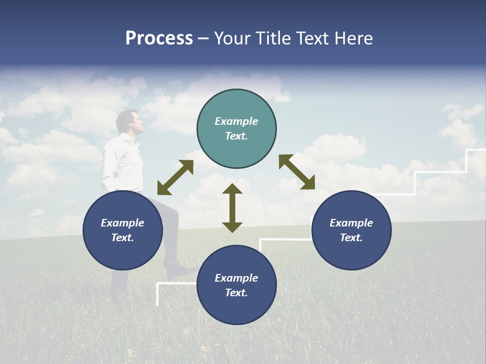 A Man Sitting On A Stair Going Up To The Sky PowerPoint Template