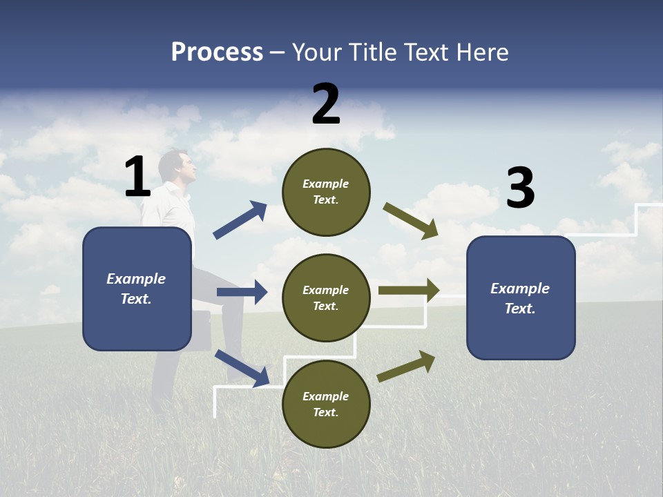 A Man Sitting On A Stair Going Up To The Sky PowerPoint Template