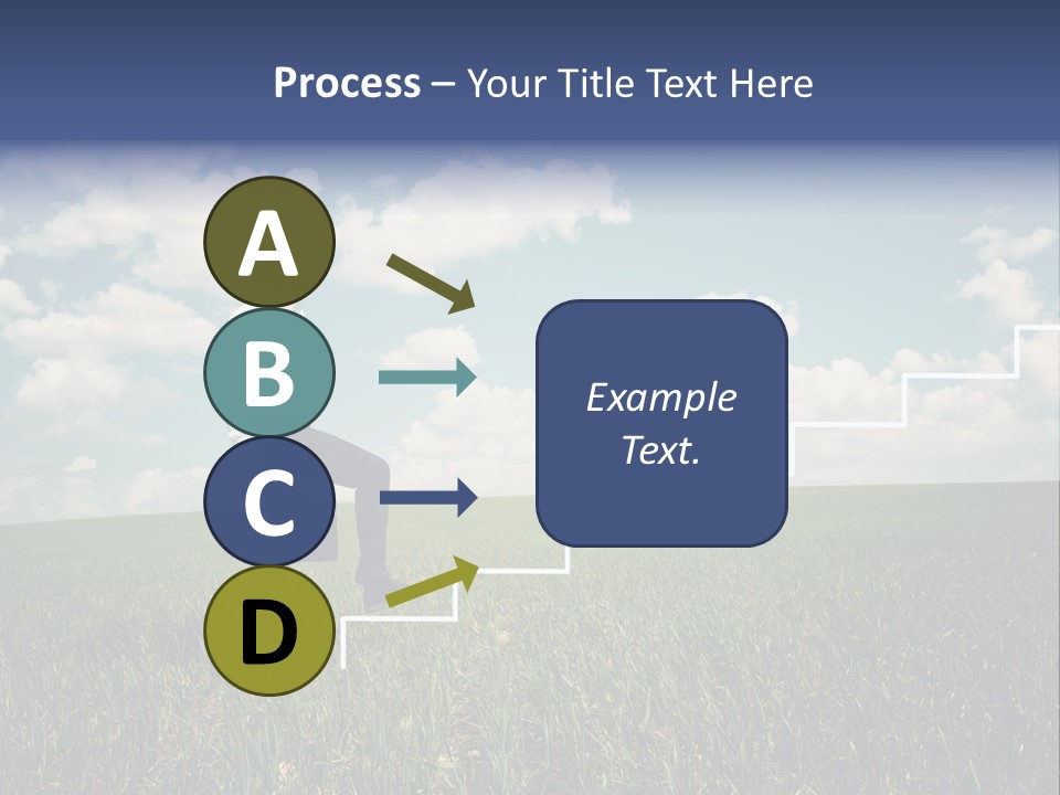 A Man Sitting On A Stair Going Up To The Sky PowerPoint Template