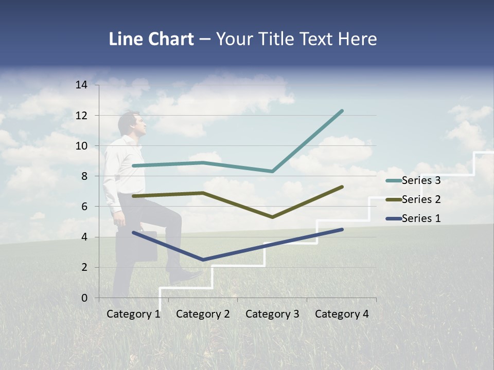 A Man Sitting On A Stair Going Up To The Sky PowerPoint Template