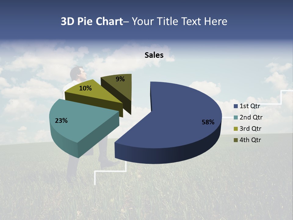 A Man Sitting On A Stair Going Up To The Sky PowerPoint Template
