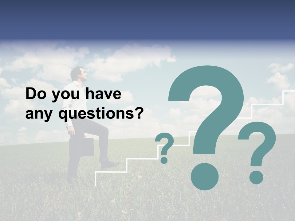 A Man Sitting On A Stair Going Up To The Sky PowerPoint Template