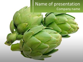 A Bunch Of Green Artichokes On A White Background PowerPoint Template