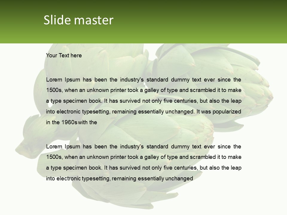 A Bunch Of Green Artichokes On A White Background PowerPoint Template