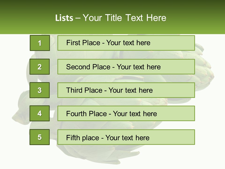 A Bunch Of Green Artichokes On A White Background PowerPoint Template