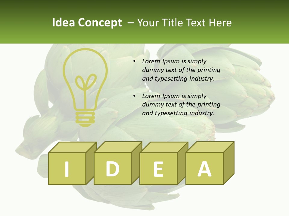 A Bunch Of Green Artichokes On A White Background PowerPoint Template