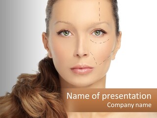 A Woman With Lines Drawn On Her Face PowerPoint Template