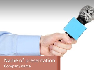 A Person Holding A Microphone In Their Hand PowerPoint Template