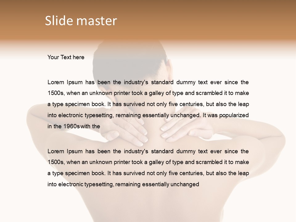 A Woman With Her Back To The Camera With Her Hands On Her Neck PowerPoint Template