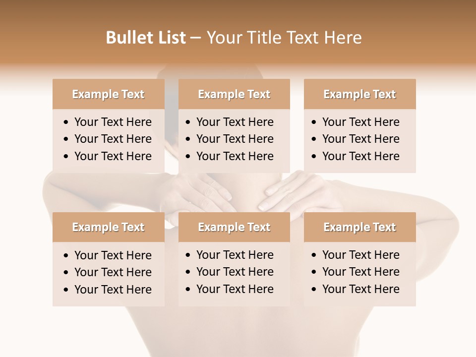 A Woman With Her Back To The Camera With Her Hands On Her Neck PowerPoint Template
