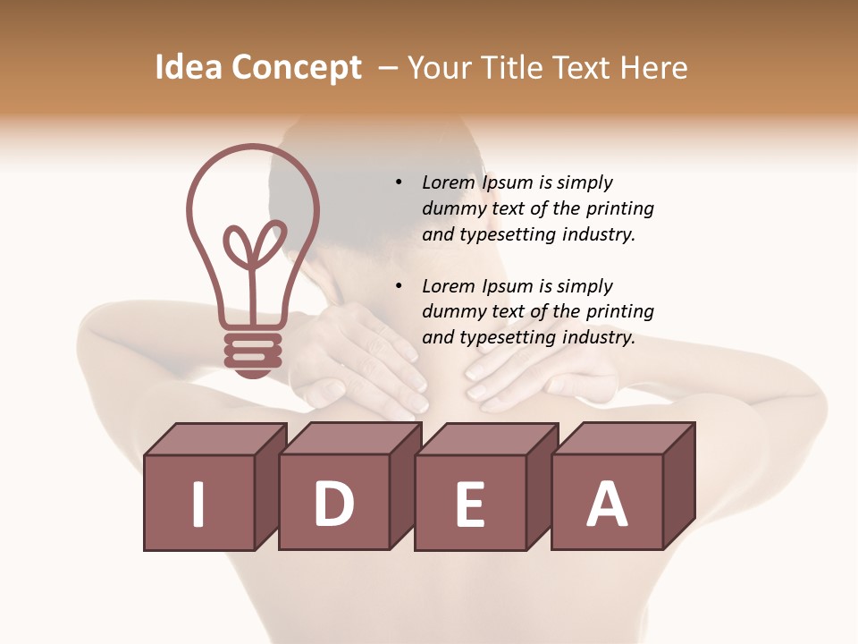 A Woman With Her Back To The Camera With Her Hands On Her Neck PowerPoint Template