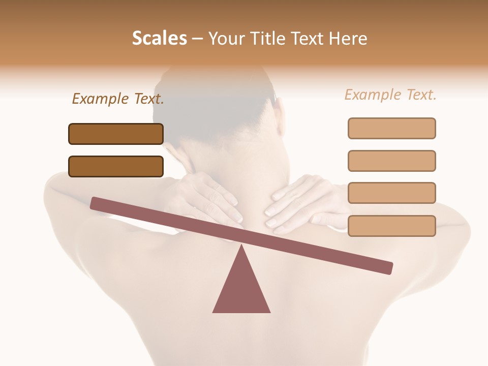 A Woman With Her Back To The Camera With Her Hands On Her Neck PowerPoint Template