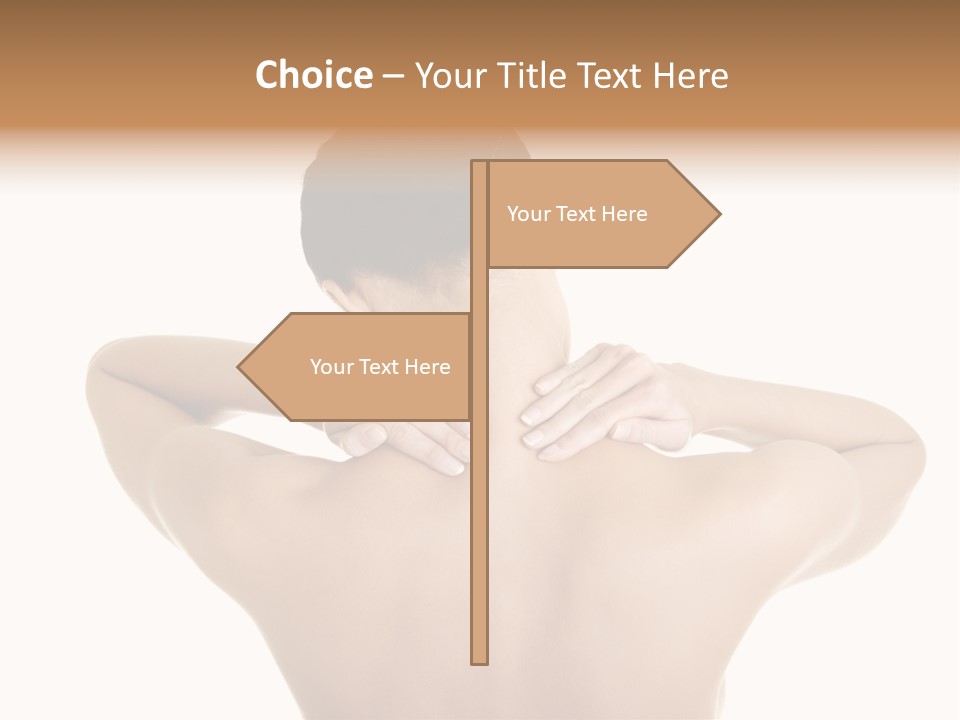 A Woman With Her Back To The Camera With Her Hands On Her Neck PowerPoint Template