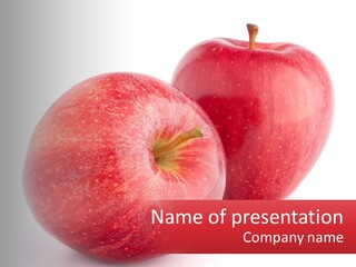 Two Red Apples On A White Background Powerpoint Template PowerPoint Template