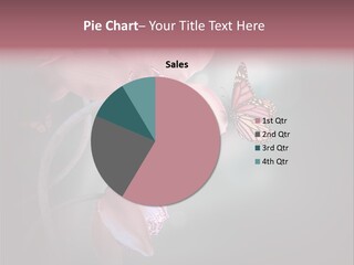 A Pink Flower With Butterflies Flying Around It PowerPoint Template