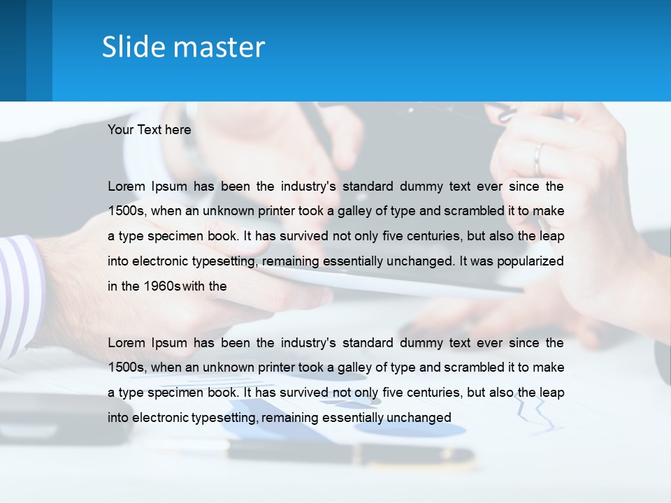 A Group Of People Sitting At A Table With A Tablet PowerPoint Template