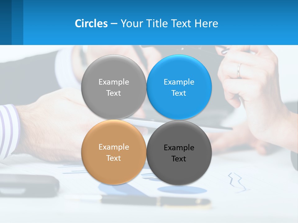 A Group Of People Sitting At A Table With A Tablet PowerPoint Template