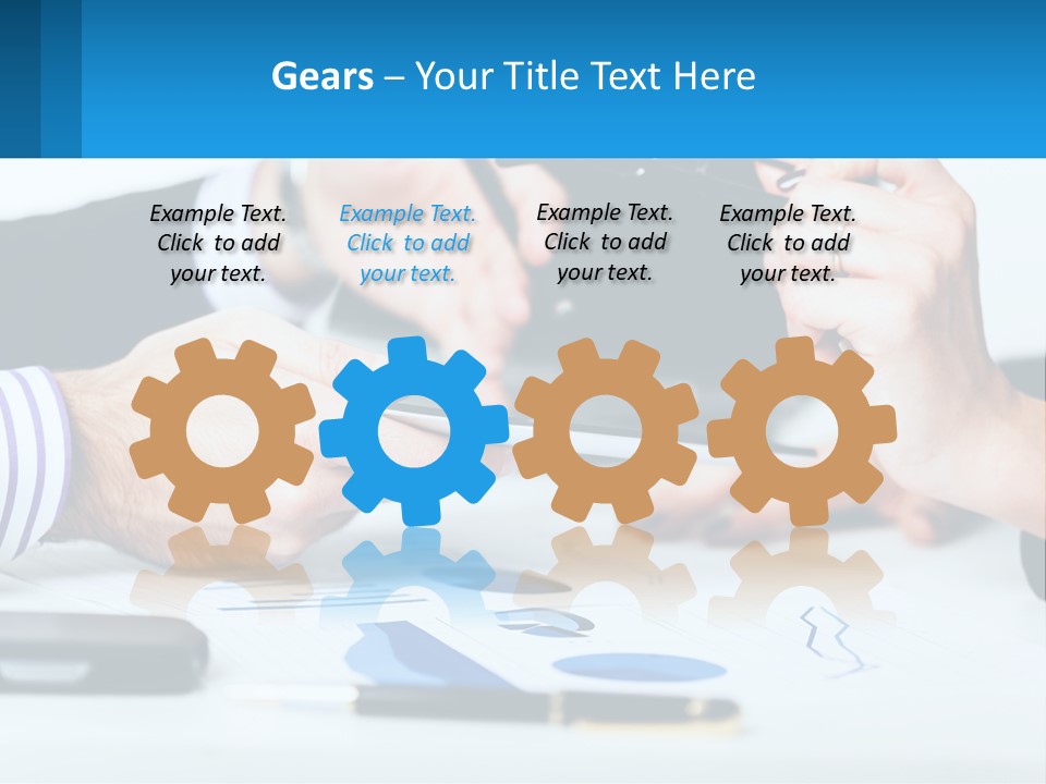 A Group Of People Sitting At A Table With A Tablet PowerPoint Template