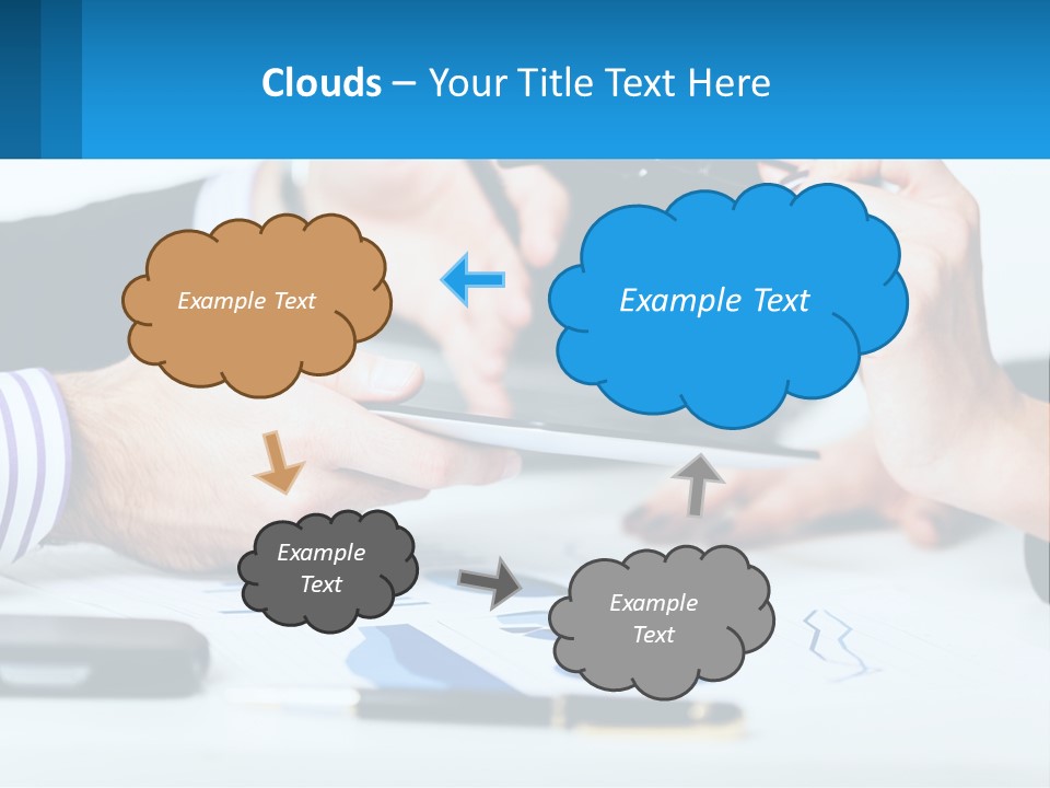 A Group Of People Sitting At A Table With A Tablet PowerPoint Template