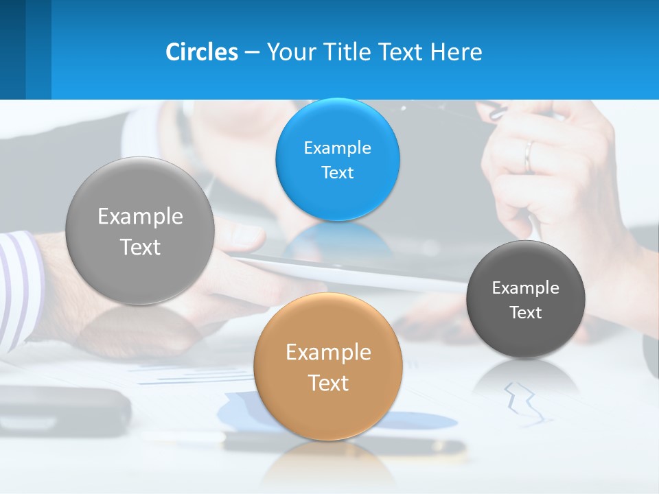 A Group Of People Sitting At A Table With A Tablet PowerPoint Template