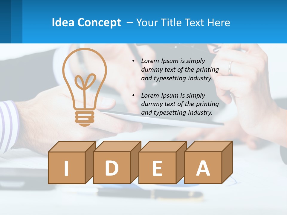 A Group Of People Sitting At A Table With A Tablet PowerPoint Template