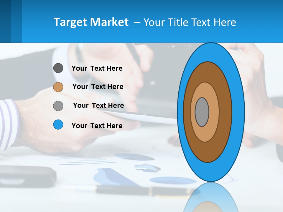 A Group Of People Sitting At A Table With A Tablet PowerPoint Template