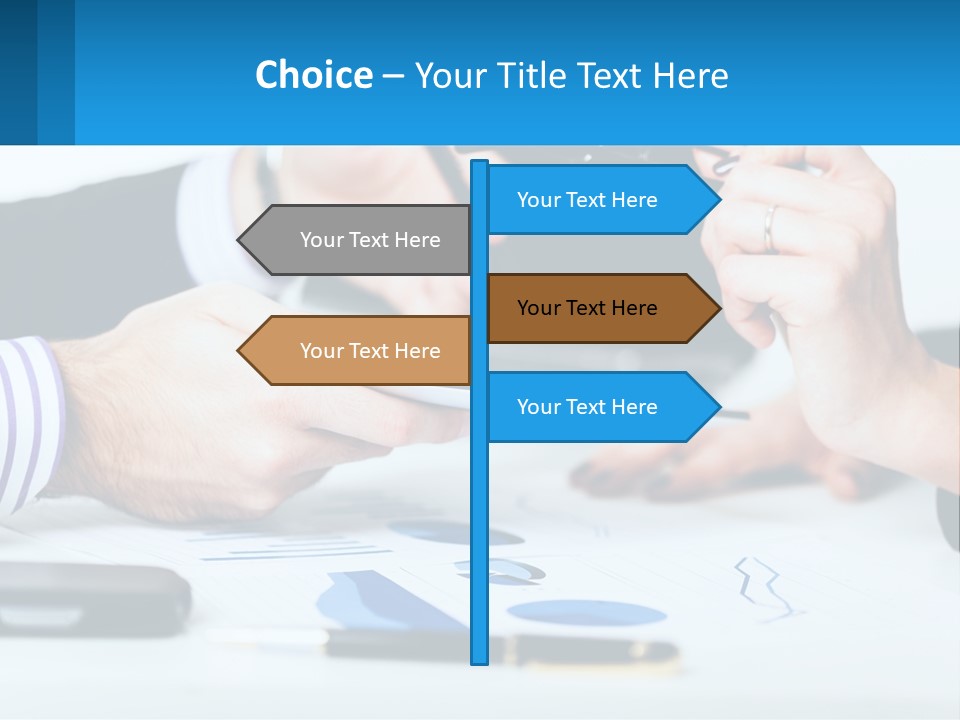 A Group Of People Sitting At A Table With A Tablet PowerPoint Template
