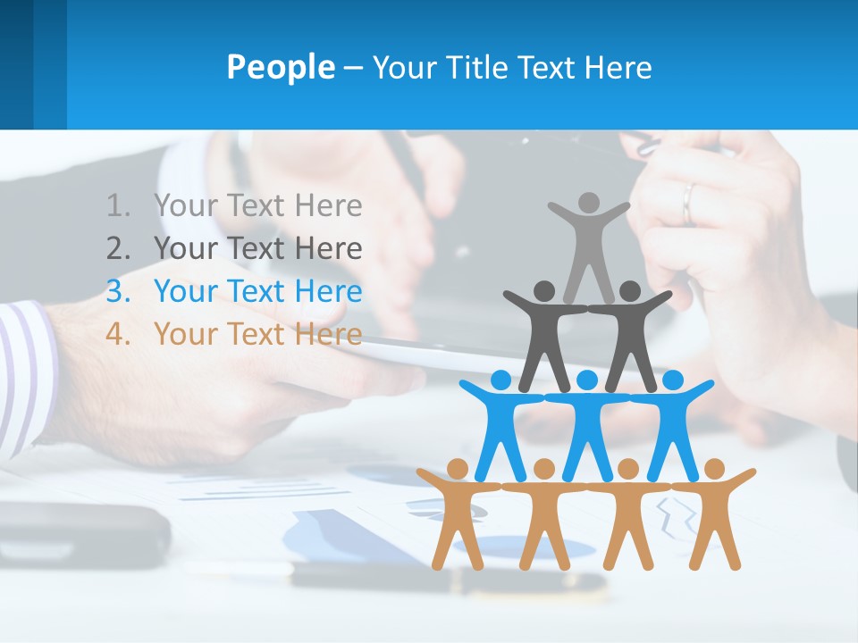 A Group Of People Sitting At A Table With A Tablet PowerPoint Template