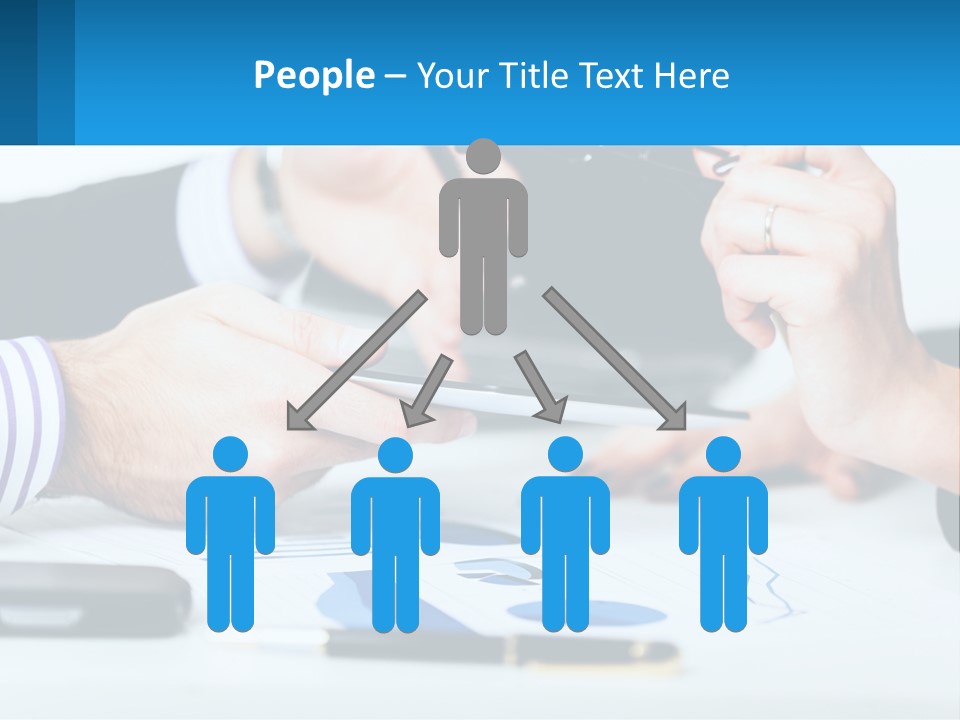 A Group Of People Sitting At A Table With A Tablet PowerPoint Template