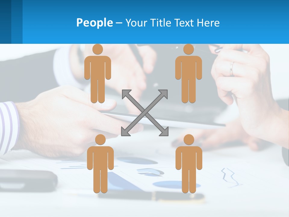 A Group Of People Sitting At A Table With A Tablet PowerPoint Template
