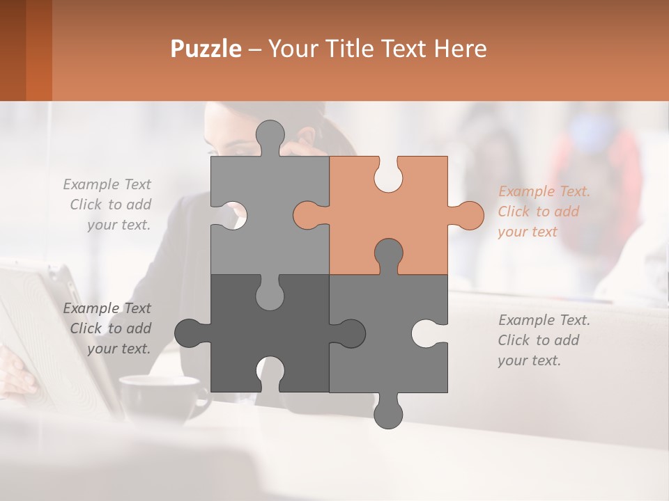 A Woman Talking On A Cell Phone While Using A Laptop PowerPoint Template