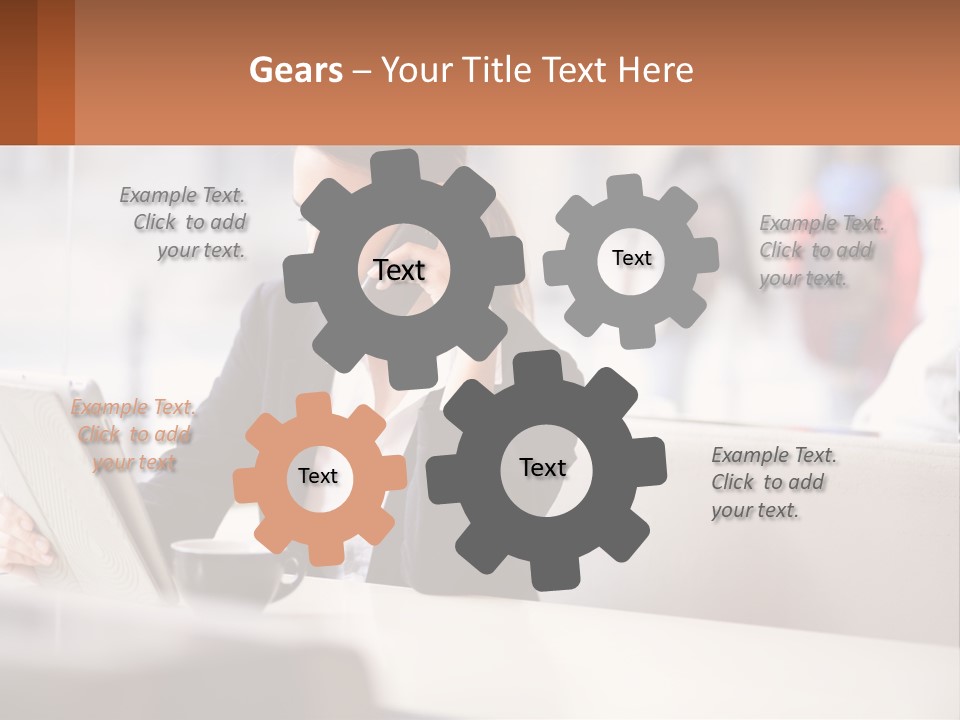 A Woman Talking On A Cell Phone While Using A Laptop PowerPoint Template