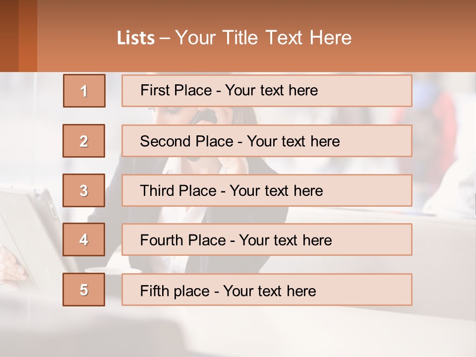A Woman Talking On A Cell Phone While Using A Laptop PowerPoint Template