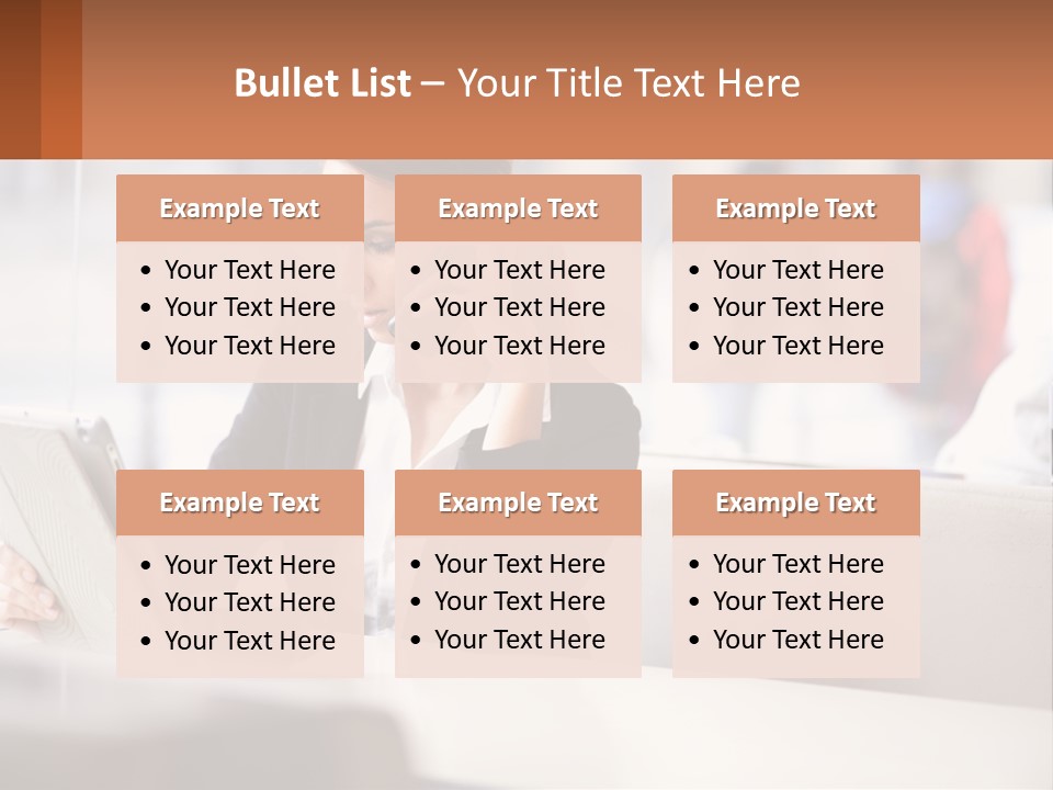 A Woman Talking On A Cell Phone While Using A Laptop PowerPoint Template