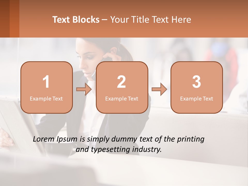 A Woman Talking On A Cell Phone While Using A Laptop PowerPoint Template